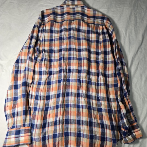 Robert Talbott Carmel Shirt Long Sleeve Button Up 100% Linen Large Plaid - Picture 8 of 8